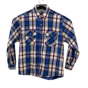 Vintage Five Brother Heavy Flannel Shirt Multicolor Plaid Mens Size L